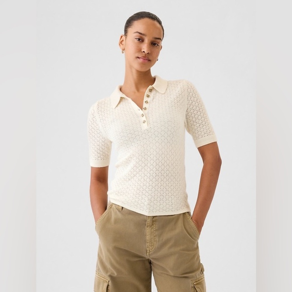 GAP Pointelle Polo Sweater